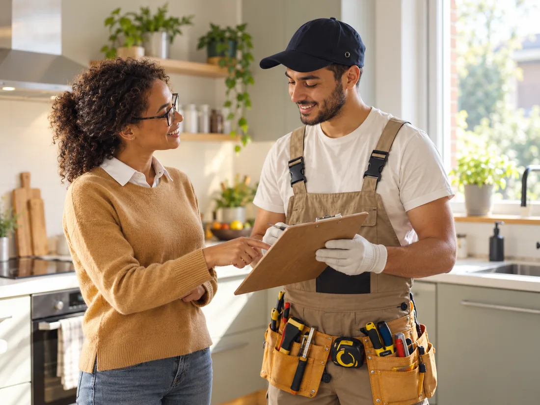 Customer discussing a maintenance job with a handyman